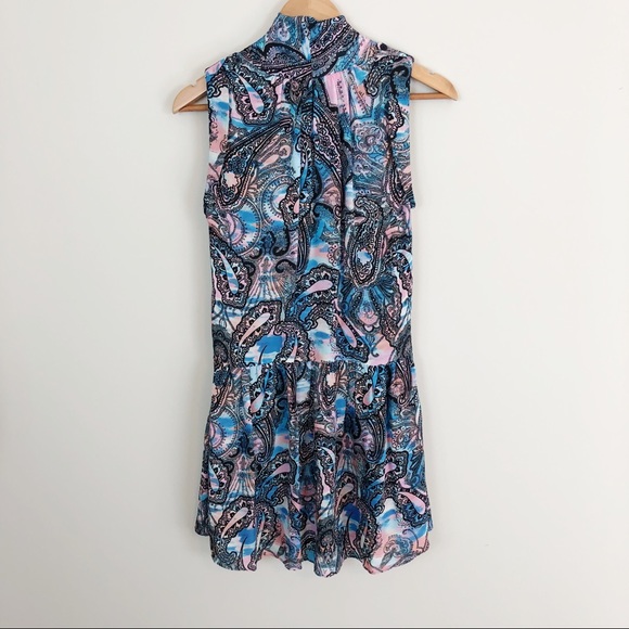 Rebecca Minkoff Paisley Silk Hi Low Mini Dress - Picture 6 of 8